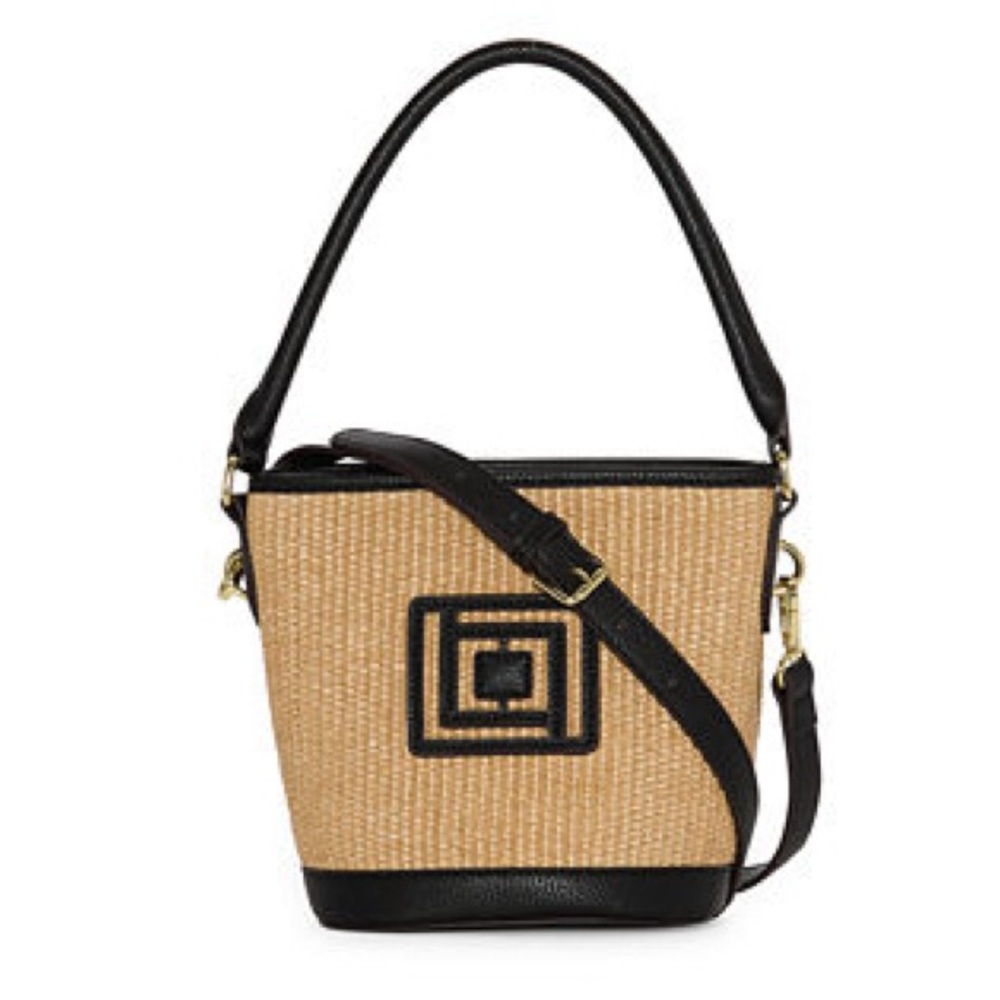 Liz Claiborne NWT Tan Woven Shoulder Bag Maddie Bag Natural Bucket Summer